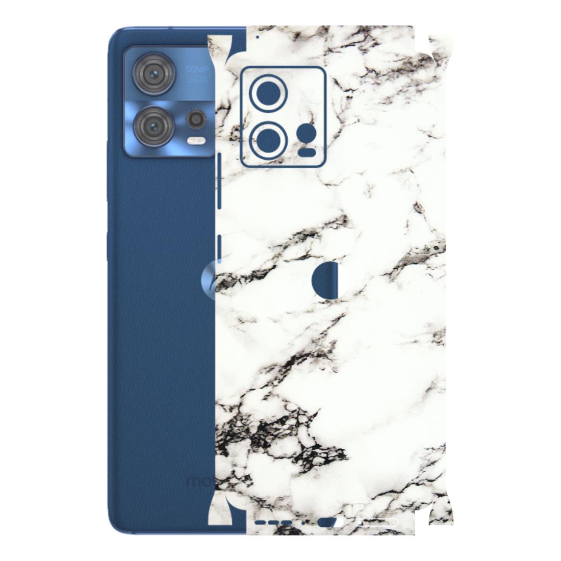 Motorola Phone Skins (All Models) - Black and White Marble Texture - 3D Embossed Finish (L-124) Motorola Moto Edge 30 Fusion (5G)