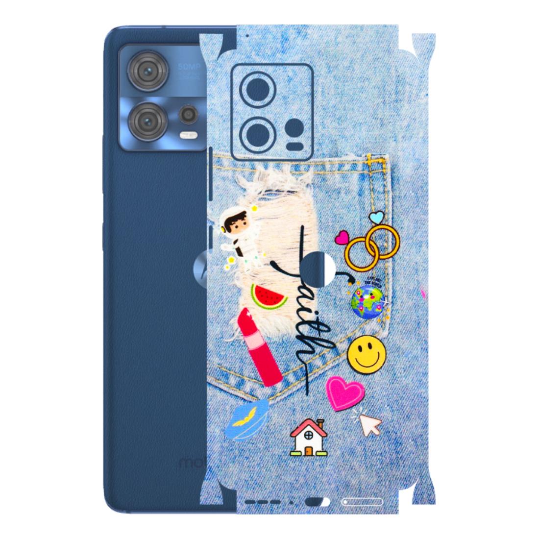 Motorola Phone Skins (All Models) - Denim Jeans Pocket - 3D Embossed Finish (L-134) Motorola Moto Edge 30 Fusion (5G)