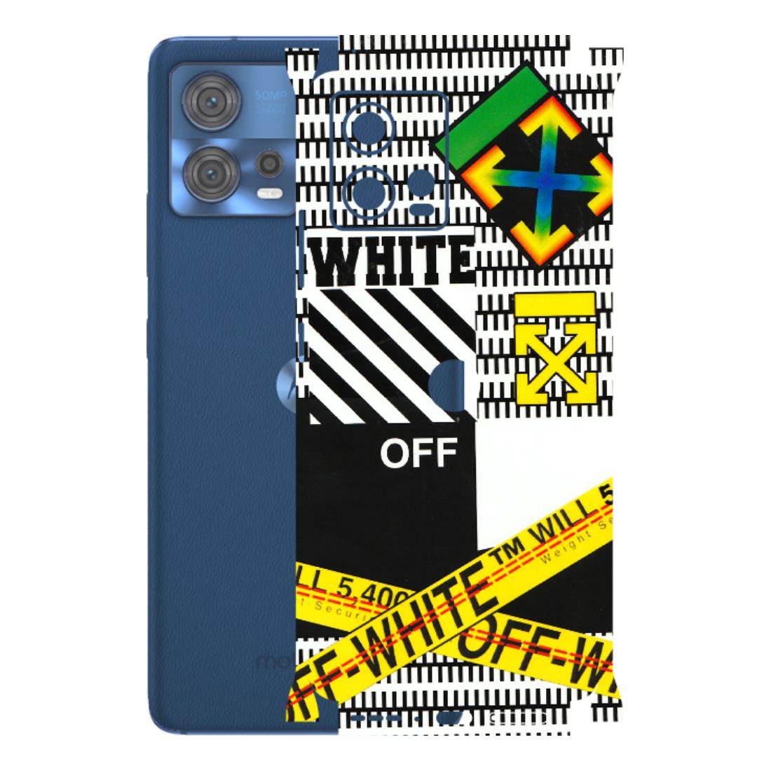 Motorola Phone Skins (All Models) - White Off Abstract - 3D Embossed Finish (L-172) Motorola Moto Edge 30 Fusion (5G)