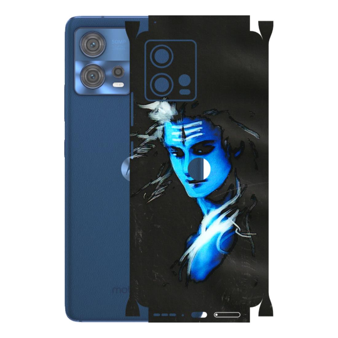 Motorola Phone Skins (All Models) - Har Har Mahadev Blue/Black - 3D Embossed Finish (L-185) Motorola Moto Edge 30 Fusion (5G)