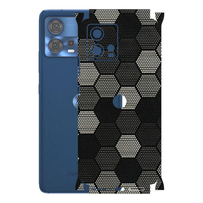 Motorola Phone Skins (All Models) - Black & White Dotted Honeycomb Texture - 3D Embossed Finish (L-202) Motorola Moto Edge 30 Fusion (5G)