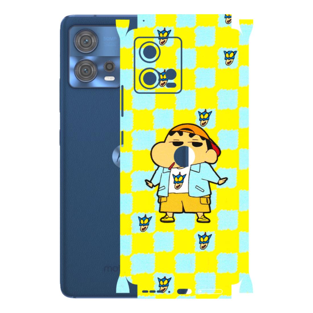 Motorola Phone Skins (All Models) - Yellow Blue Shinchan Cute - 3D Embossed Finish (L-221) Motorola Moto Edge 30 Fusion (5G)