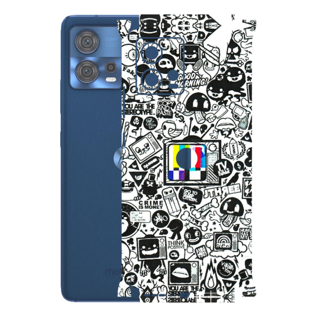 Motorola Phone Skins (All Models) - Doodles Positive Art - 3D Embossed Finish (L-263) Motorola Moto Edge 30 Fusion (5G)