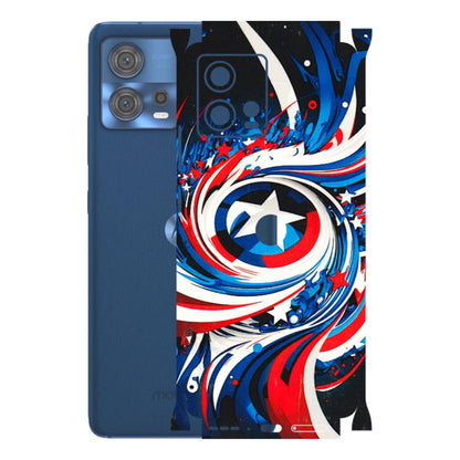 Motorola Phone Skins (All Models) - Captain America Logo - 3D Embossed Finish (L-307) Motorola Moto Edge 30 Fusion (5G)
