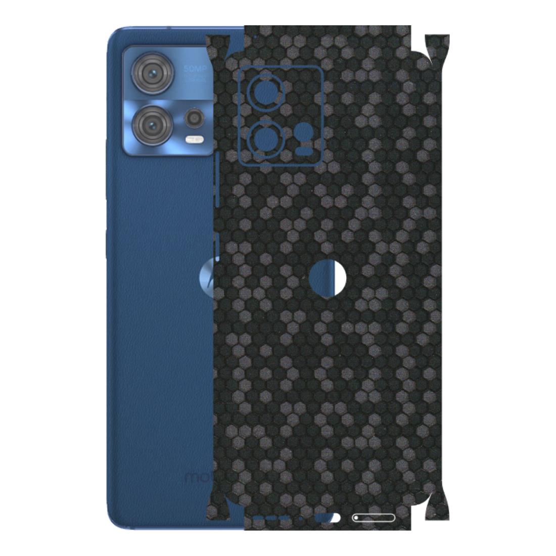 Motorola Phone Skins (All Models) - Black Grey Honeycomb Sober - 3D Embossed Finish (L-85) Motorola Moto Edge 30 Fusion (5G)