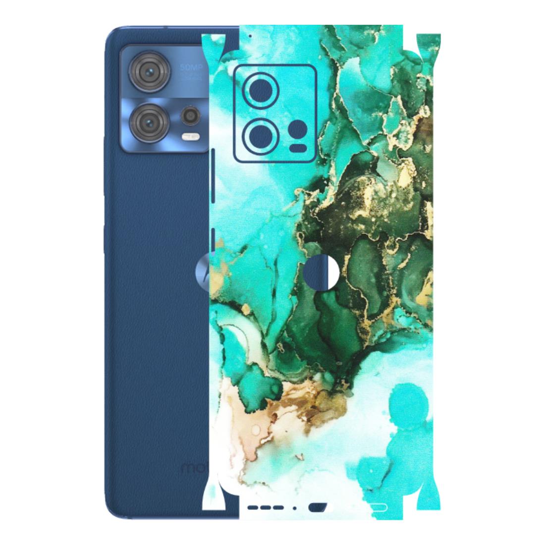 Motorola Phone Skins (All Models) - The Blue Gold Marble - Matte Finish (M-124) Motorola Moto Edge 30 Fusion (5G)