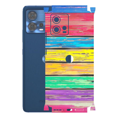 Motorola Phone Skins (All Models) - Multi Colour Wooden Wall - Matte Finish (M-96) Motorola Moto Edge 30 Fusion (5G)
