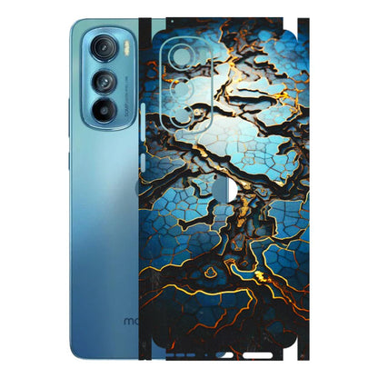 Motorola Phone Skins (All Models) - Blue Gold Abstract - 3D Embossed Finish (L-11) Motorola Moto Edge 30