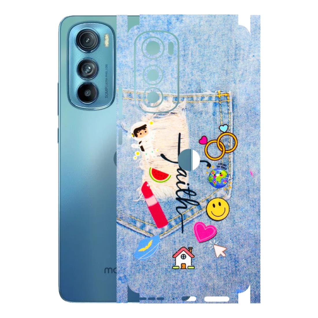 Motorola Phone Skins (All Models) - Denim Jeans Pocket - 3D Embossed Finish (L-134) Motorola Moto Edge 30