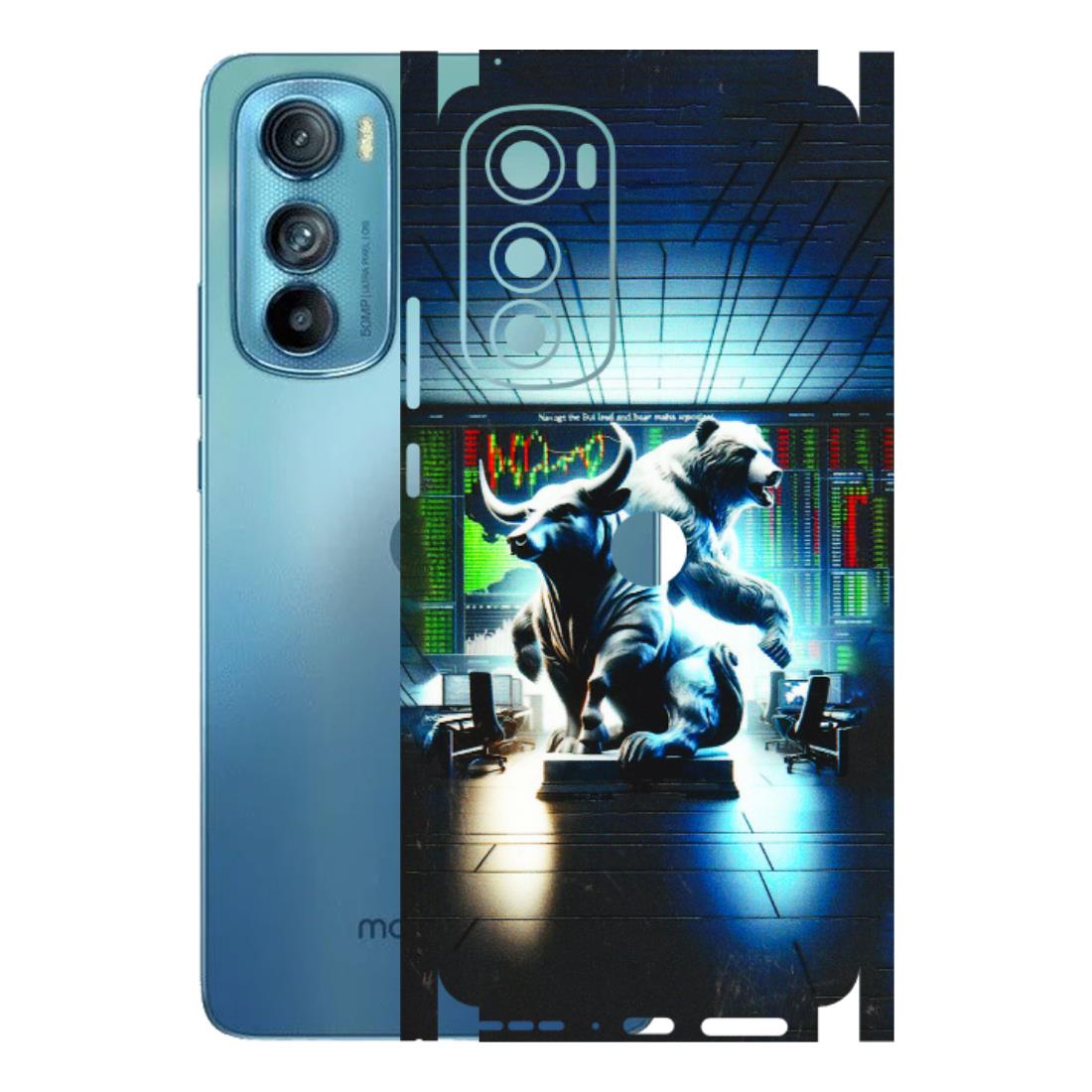 Motorola Phone Skins (All Models) - Stock Market Sensex Bear vs Bulls - 3D Embossed Finish (L-15) Motorola Moto Edge 30