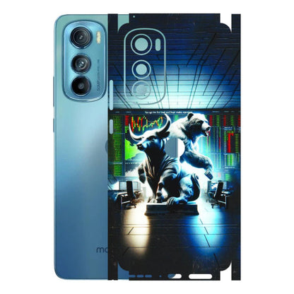 Motorola Phone Skins (All Models) - Stock Market Sensex Bear vs Bulls - 3D Embossed Finish (L-15) Motorola Moto Edge 30