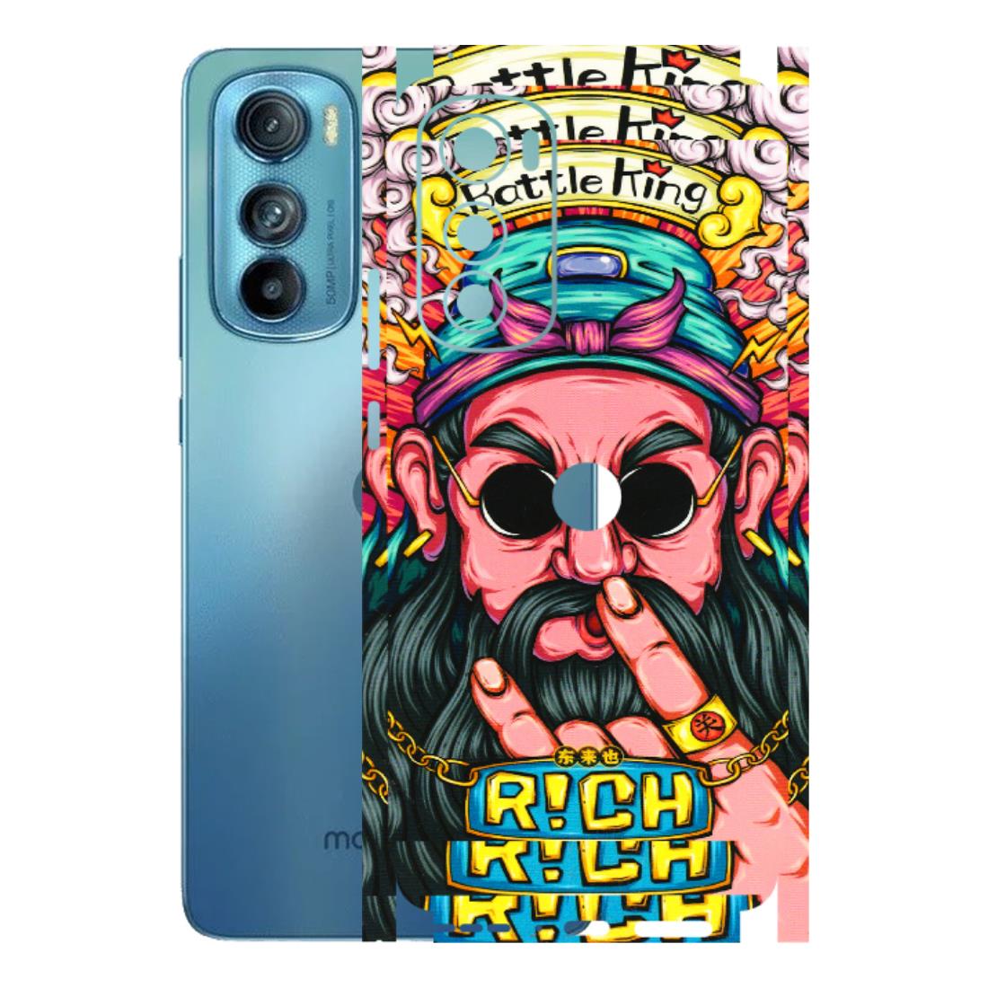 Motorola Phone Skins (All Models) - Battle King Dude Face - 3D Embossed Finish (L-178) Motorola Moto Edge 30