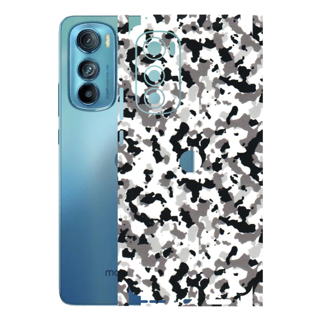 Motorola Phone Skins (All Models) - White Black Camouflage - 3D Embossed Finish (L-18) Motorola Moto Edge 30