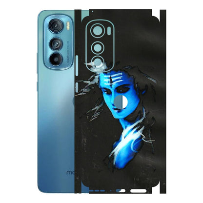 Motorola Phone Skins (All Models) - Har Har Mahadev Blue/Black - 3D Embossed Finish (L-185) Motorola Moto Edge 30