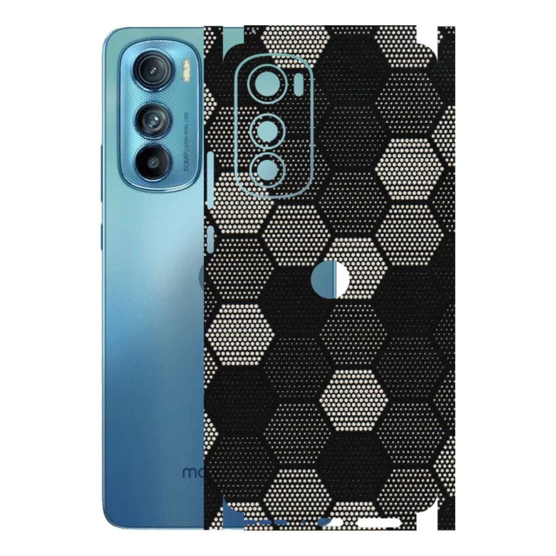 Motorola Phone Skins (All Models) - Black & White Dotted Honeycomb Texture - 3D Embossed Finish (L-202) Motorola Moto Edge 30