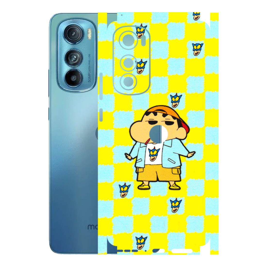 Motorola Phone Skins (All Models) - Yellow Blue Shinchan Cute - 3D Embossed Finish (L-221) Motorola Moto Edge 30