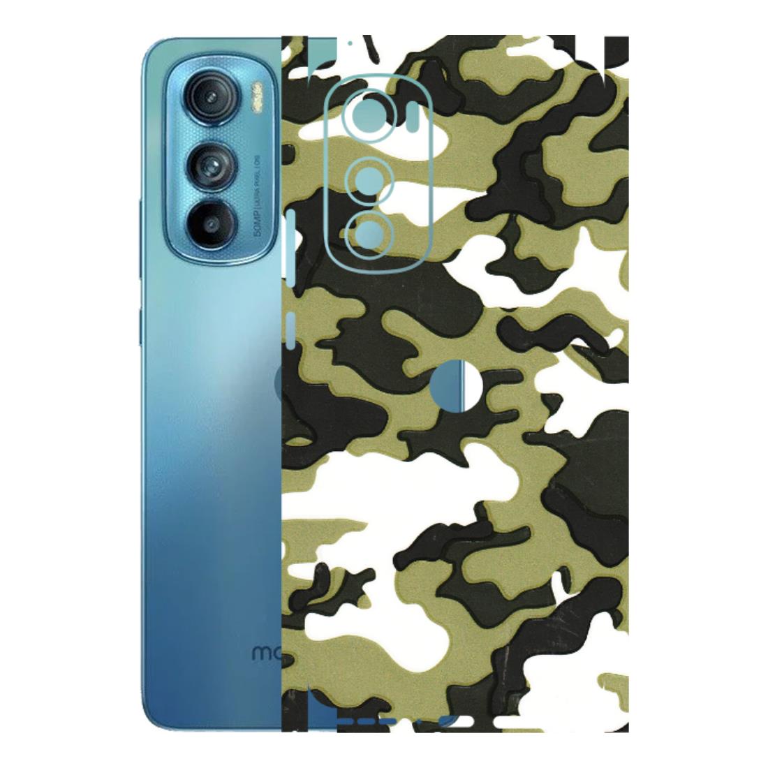 Motorola Phone Skins (All Models) - Camouflages White And Green - 3D Embossed Finish (L-243) Motorola Moto Edge 30