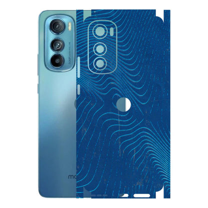 Motorola Phone Skins (All Models) - Abstract Blue Line Map - 3D Embossed Finish (L-272) Motorola Moto Edge 30