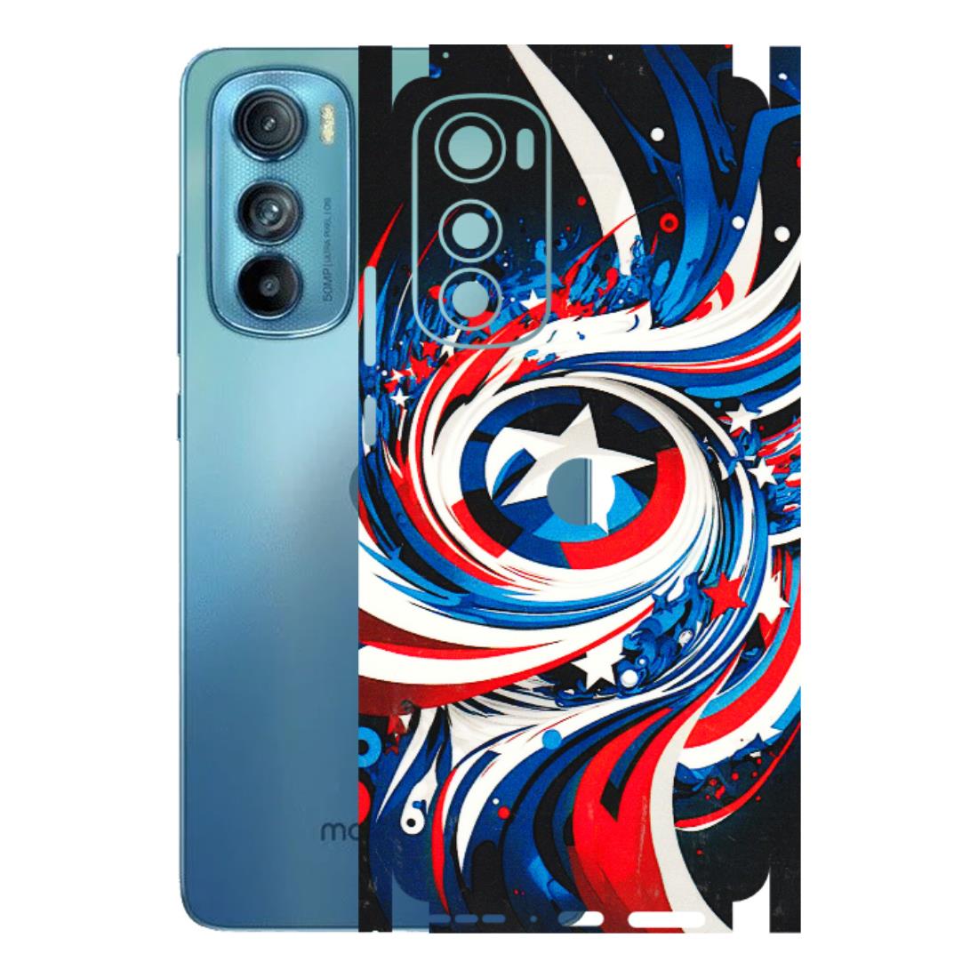Motorola Phone Skins (All Models) - Captain America Logo - 3D Embossed Finish (L-307) Motorola Moto Edge 30