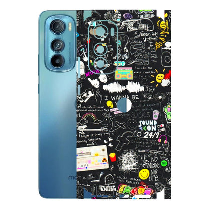 Motorola Phone Skins (All Models) - Black Creatives Doodles - 3D Embossed Finish (L-311) Motorola Moto Edge 30