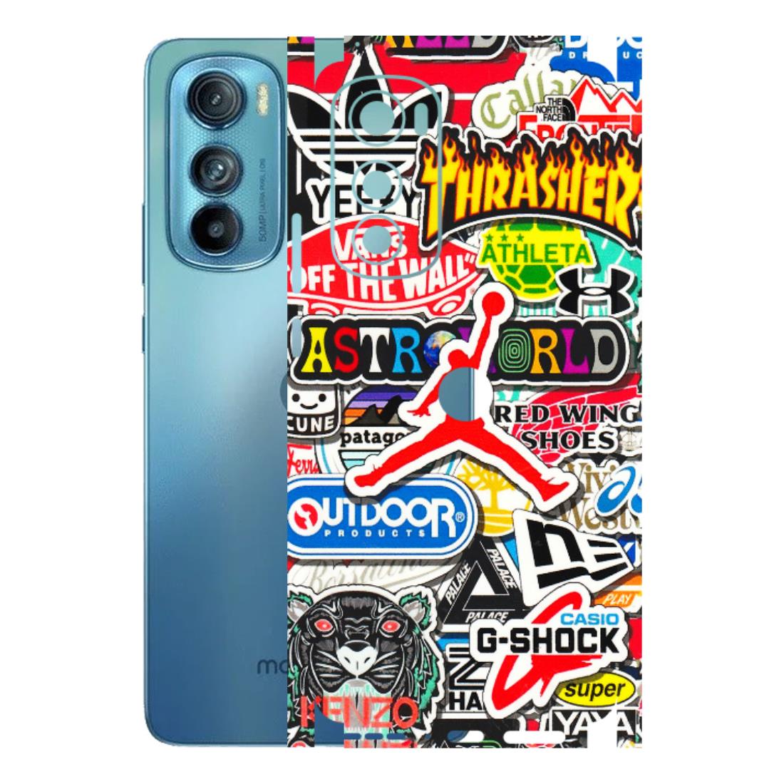 Motorola Phone Skins (All Models) - Multi Brands Sticker Graffiti - 3D Embossed Finish (L-37) Motorola Moto Edge 30