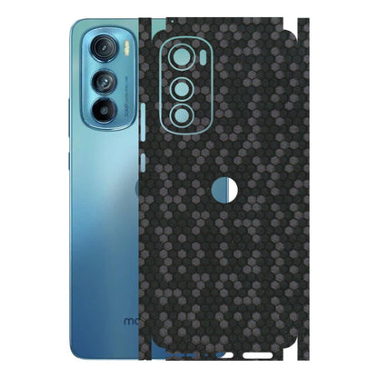 Motorola Phone Skins (All Models) - Black Grey Honeycomb Sober - 3D Embossed Finish (L-85) Motorola Moto Edge 30