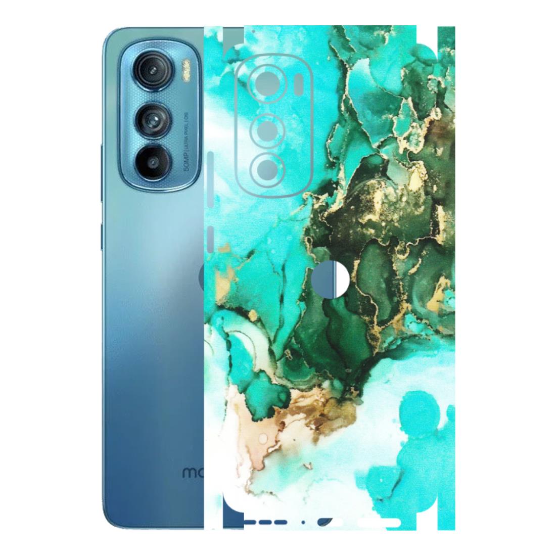 Motorola Phone Skins (All Models) - The Blue Gold Marble - Matte Finish (M-124) Motorola Moto Edge 30