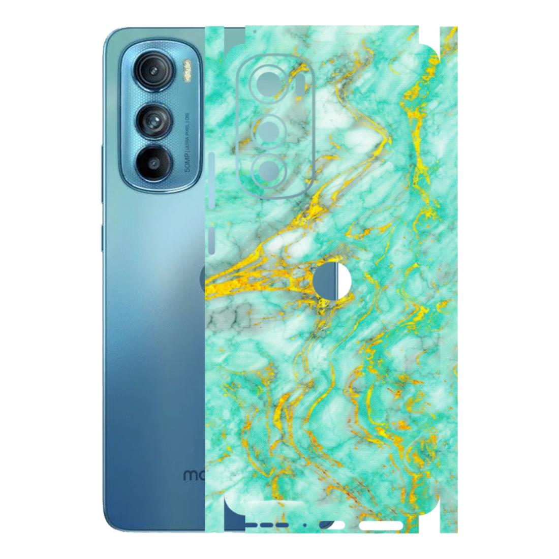 Motorola Phone Skins (All Models) - Green And Gold Marble Feel - Matte Finish (M-16) Motorola Moto Edge 30