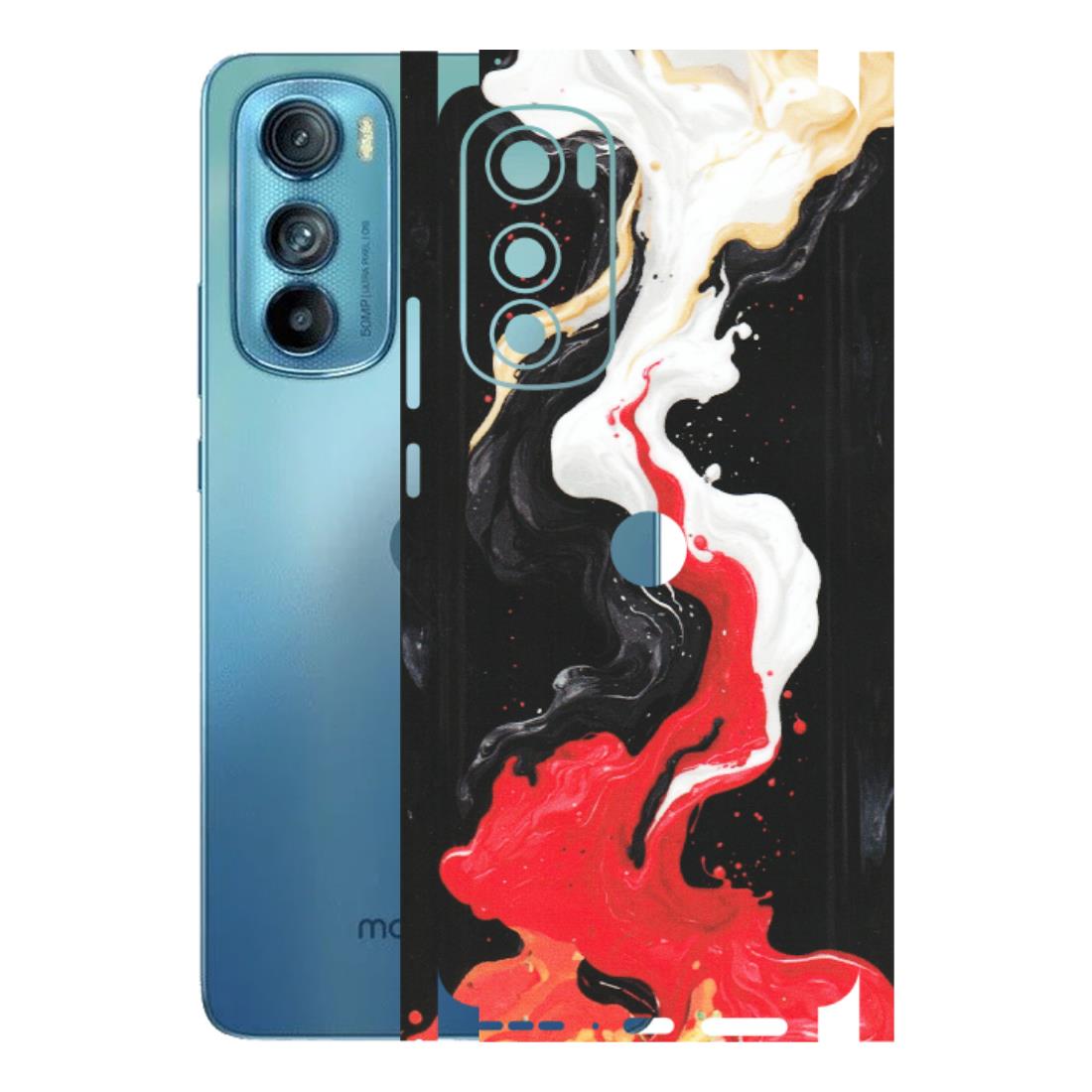 Motorola Phone Skins (All Models) - Black Red White Paint Splash Fusion - Matte Finish (M-56) Motorola Moto Edge 30