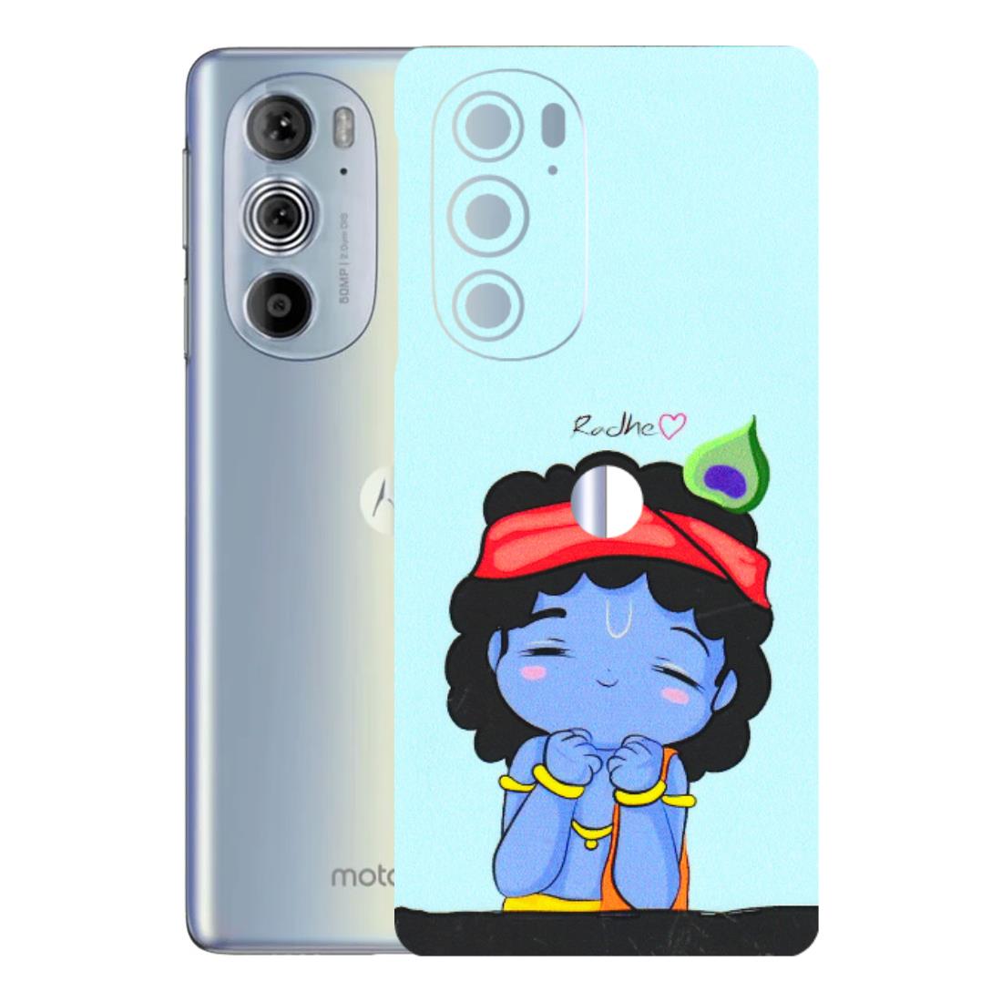 Motorola Phone Skins (All Models) - Radhe Radhe Cute Toon - 3D Embossed Finish (L-05) Motorola Moto Edge 30 Pro 5G