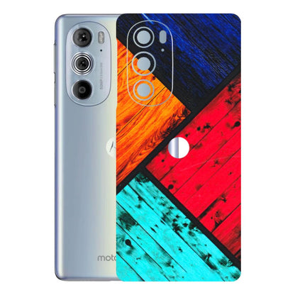 Motorola Phone Skins (All Models) - Colourful Wood Panels Abstract - 3D Embossed Finish (L-09) Motorola Moto Edge 30 Pro 5G
