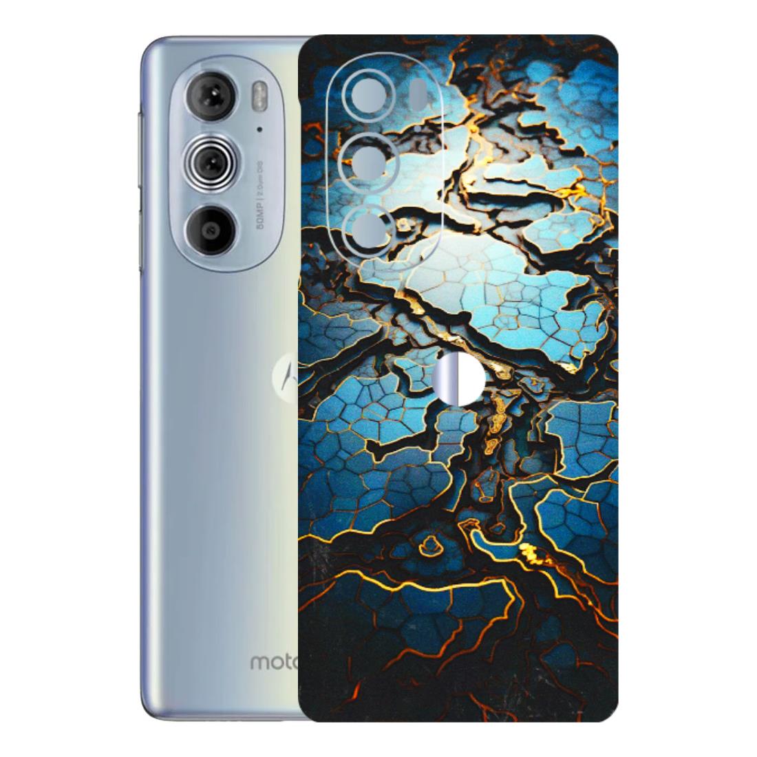 Motorola Phone Skins (All Models) - Blue Gold Abstract - 3D Embossed Finish (L-11) Motorola Moto Edge 30 Pro 5G