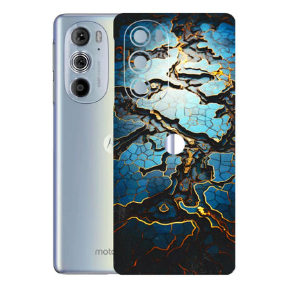 Motorola Phone Skins (All Models) - Blue Gold Abstract - 3D Embossed Finish (L-11) Motorola Moto Edge 30 Pro 5G