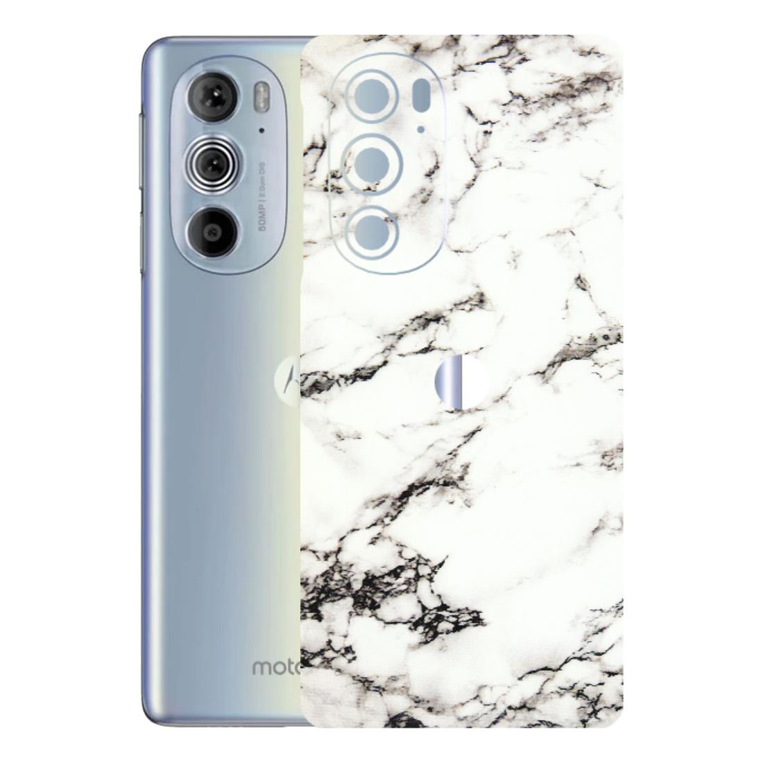 Motorola Phone Skins (All Models) - Black and White Marble Texture - 3D Embossed Finish (L-124) Motorola Moto Edge 30 Pro 5G