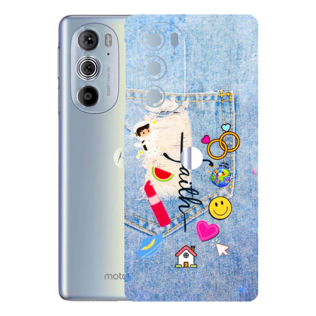 Motorola Phone Skins (All Models) - Denim Jeans Pocket - 3D Embossed Finish (L-134) Motorola Moto Edge 30 Pro 5G