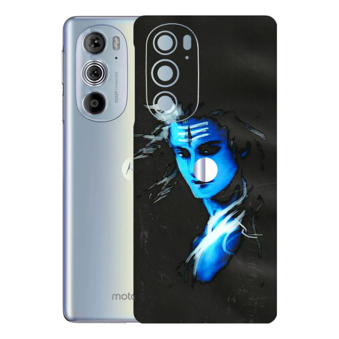 Motorola Phone Skins (All Models) - Har Har Mahadev Blue/Black - 3D Embossed Finish (L-185) Motorola Moto Edge 30 Pro 5G