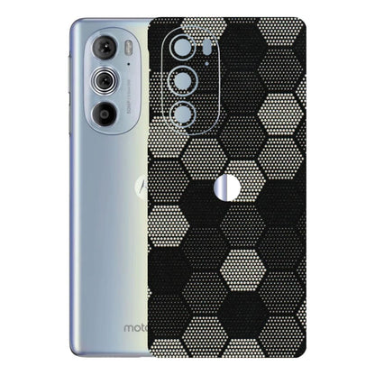 Motorola Phone Skins (All Models) - Black & White Dotted Honeycomb Texture - 3D Embossed Finish (L-202) Motorola Moto Edge 30 Pro 5G