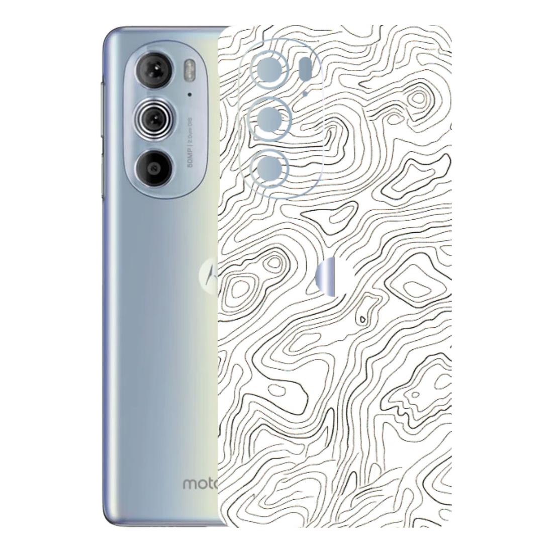 Motorola Phone Skins (All Models) - White Black Swirls - 3D Embossed Finish (L-219) Motorola Moto Edge 30 Pro 5G