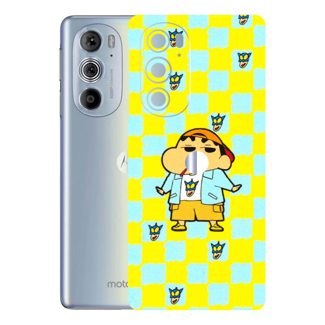 Motorola Phone Skins (All Models) - Yellow Blue Shinchan Cute - 3D Embossed Finish (L-221) Motorola Moto Edge 30 Pro 5G