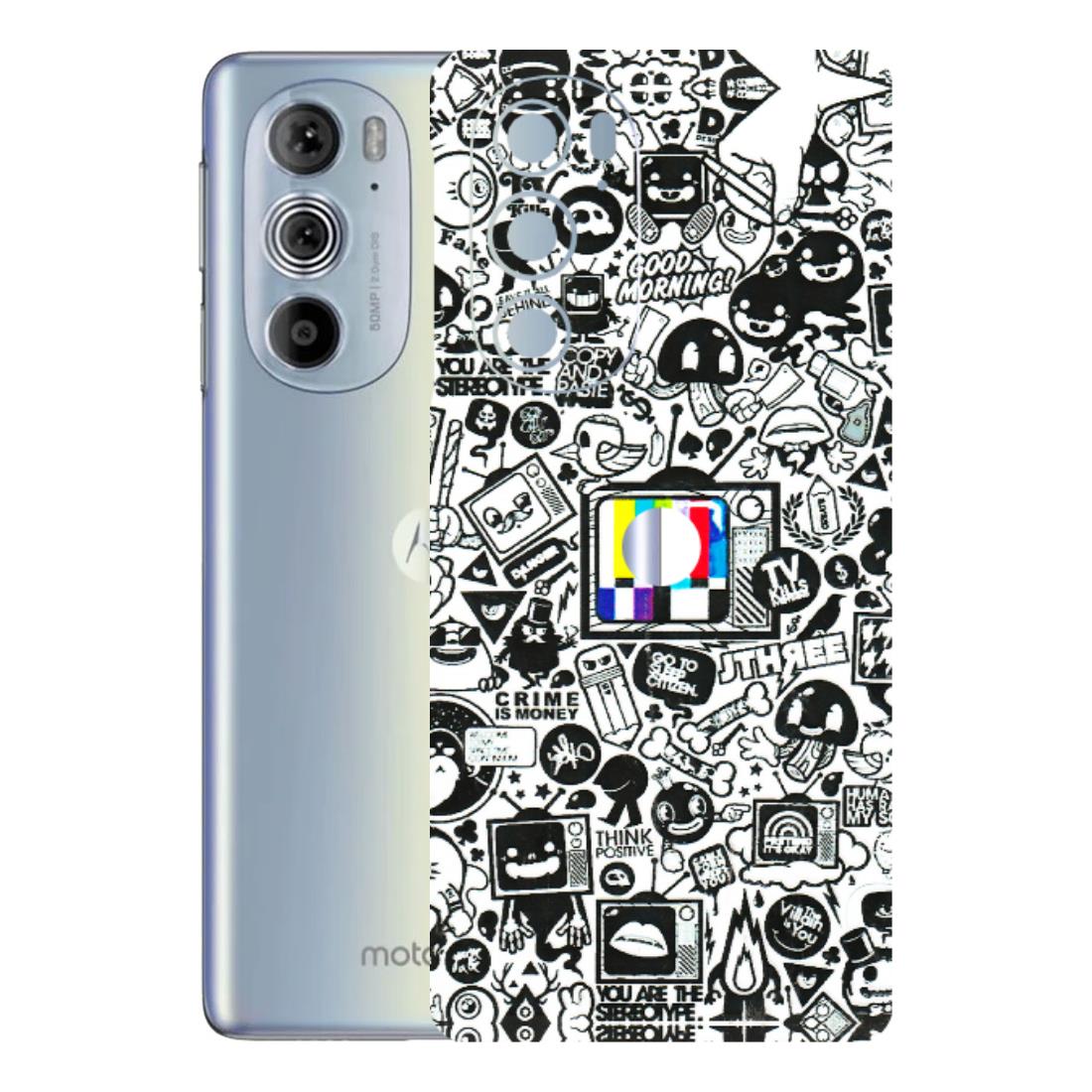 Motorola Phone Skins (All Models) - Doodles Positive Art - 3D Embossed Finish (L-263) Motorola Moto Edge 30 Pro 5G