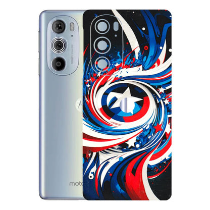 Motorola Phone Skins (All Models) - Captain America Logo - 3D Embossed Finish (L-307) Motorola Moto Edge 30 Pro 5G