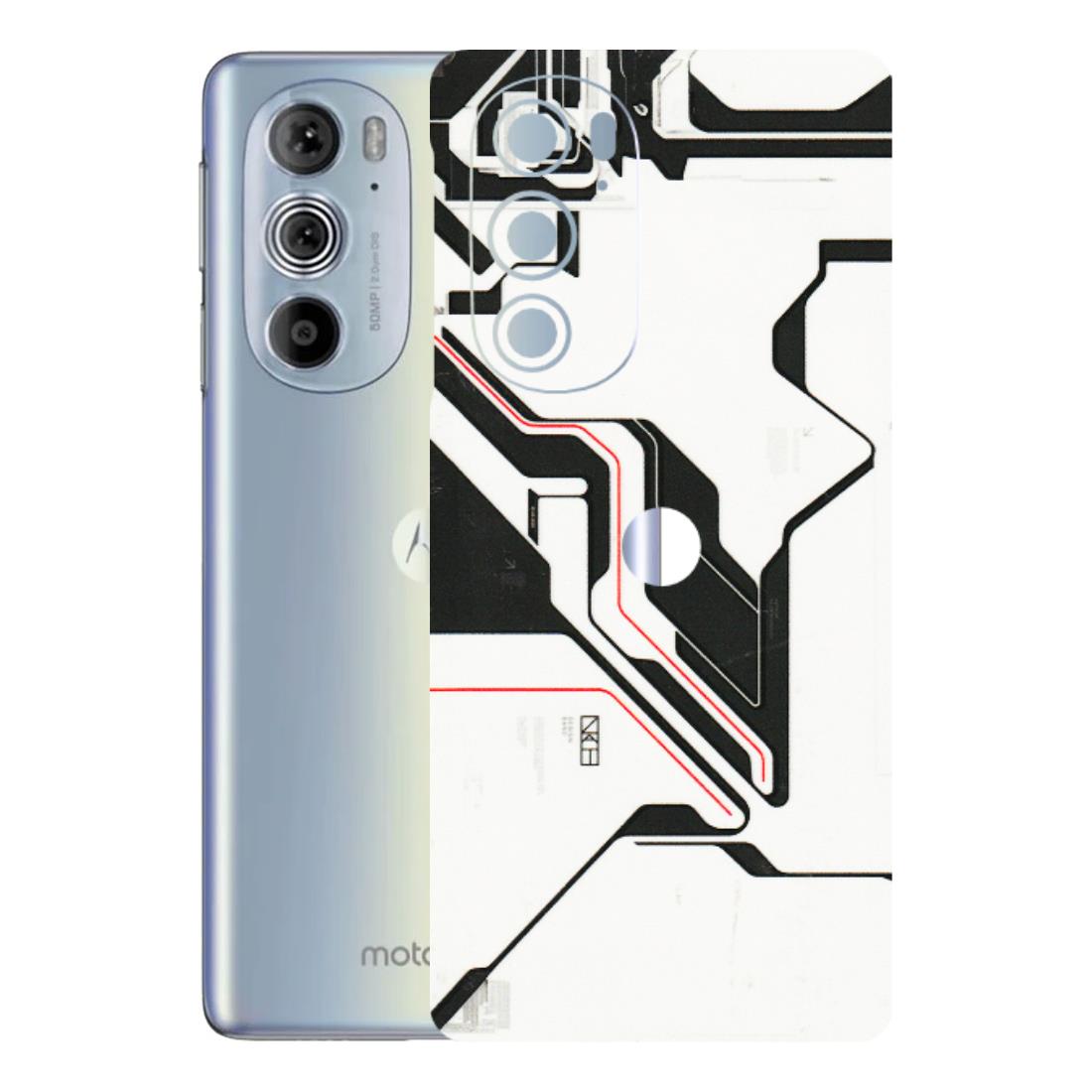 Motorola Phone Skins (All Models) - White Techy Logo - 3D Embossed Finish (L-312) Motorola Moto Edge 30 Pro 5G