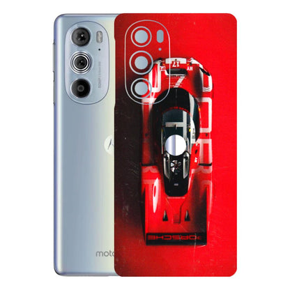 Motorola Phone Skins (All Models) - Red Porsche Car Logo - 3D Embossed Finish (L-315) Motorola Moto Edge 30 Pro 5G