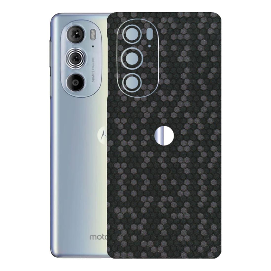 Motorola Phone Skins (All Models) - Black Grey Honeycomb Sober - 3D Embossed Finish (L-85) Motorola Moto Edge 30 Pro 5G
