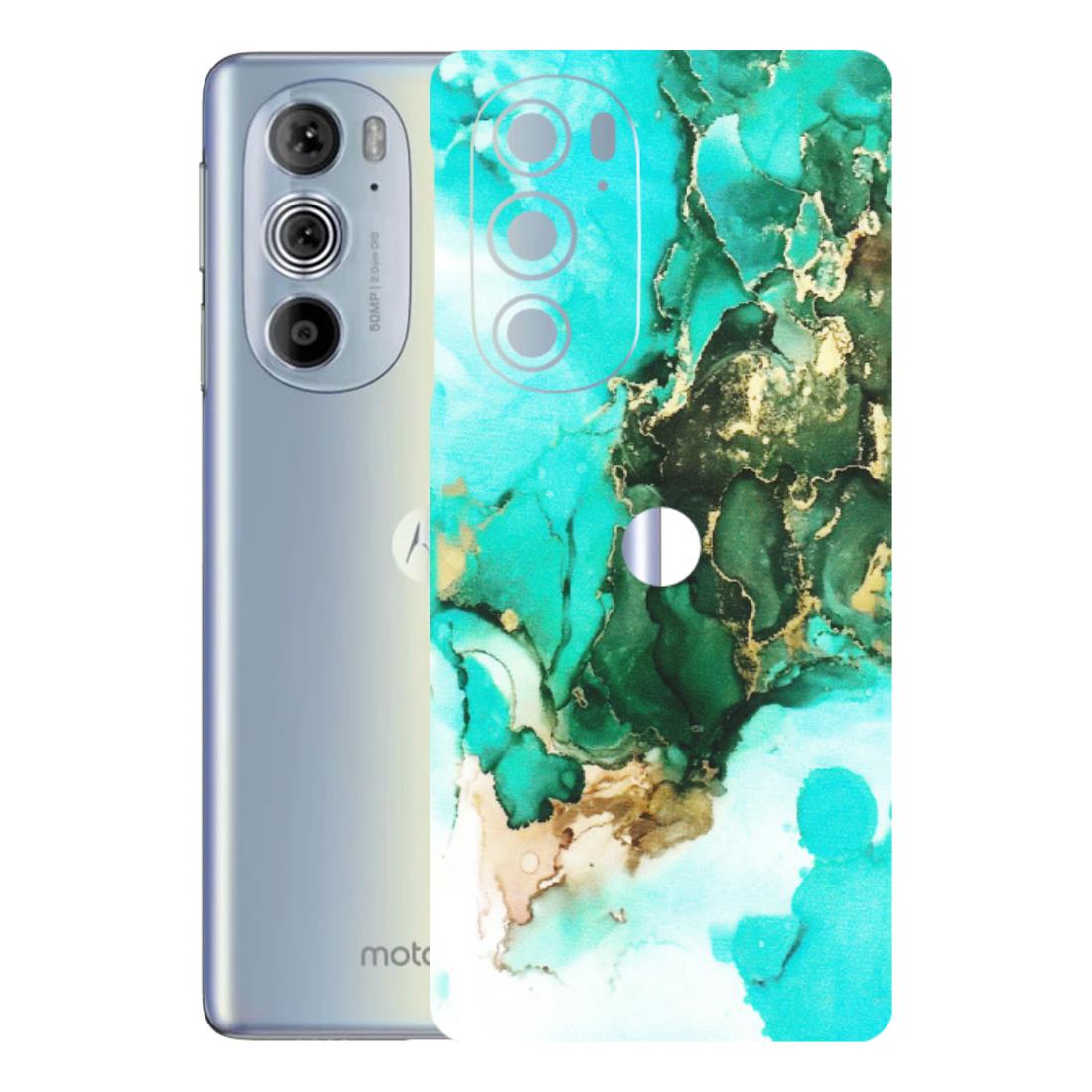 Motorola Phone Skins (All Models) - The Blue Gold Marble - Matte Finish (M-124) Motorola Moto Edge 30 Pro 5G