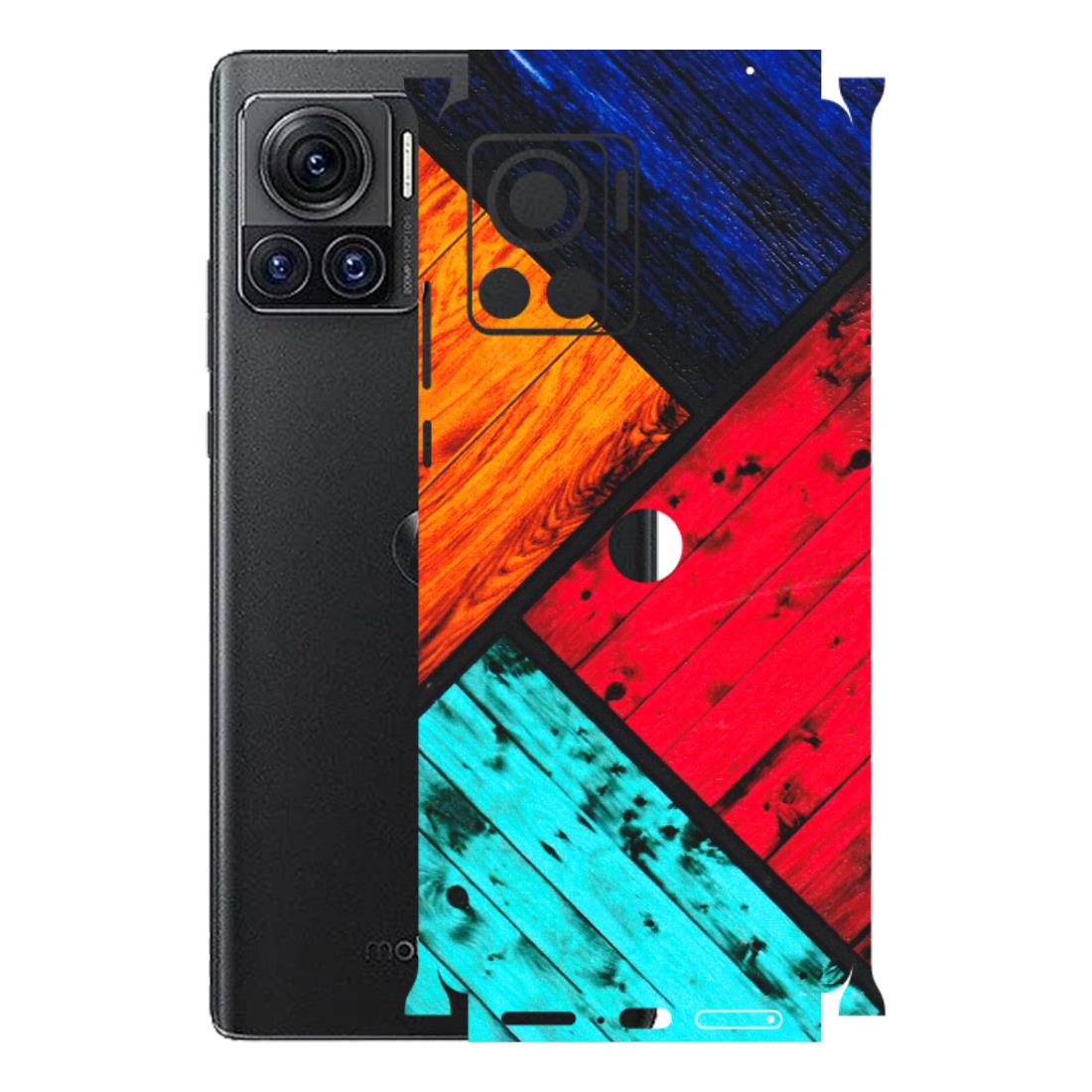 Motorola Phone Skins (All Models) - Colourful Wood Panels Abstract - 3D Embossed Finish (L-09) Motorola Moto Edge 30 Ultra (5G)