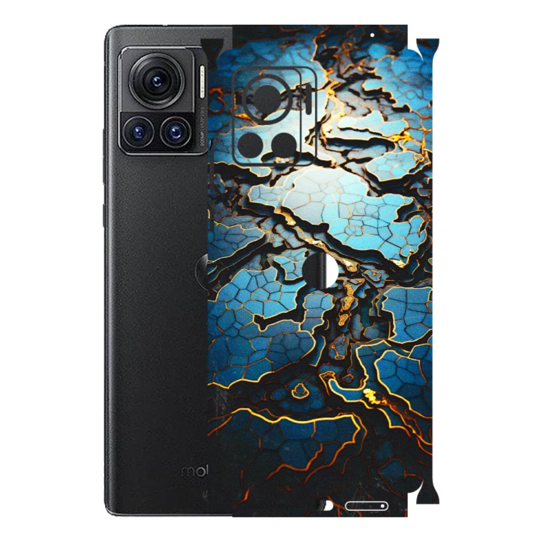 Motorola Phone Skins (All Models) - Blue Gold Abstract - 3D Embossed Finish (L-11) Motorola Moto Edge 30 Ultra (5G)