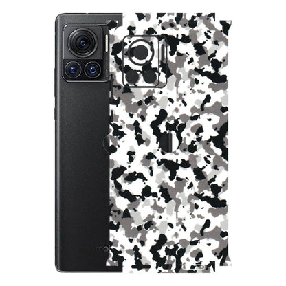 Motorola Phone Skins (All Models) - White Black Camouflage - 3D Embossed Finish (L-18) Motorola Moto Edge 30 Ultra (5G)