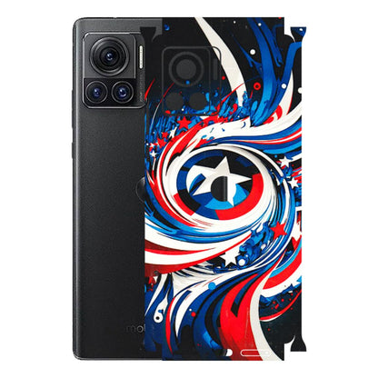 Motorola Phone Skins (All Models) - Captain America Logo - 3D Embossed Finish (L-307) Motorola Moto Edge 30 Ultra (5G)