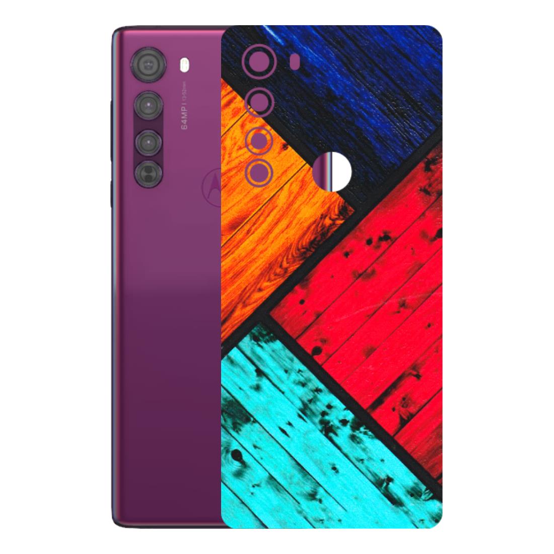 Motorola Phone Skins (All Models) - Colourful Wood Panels Abstract - 3D Embossed Finish (L-09) Motorola Moto Edge